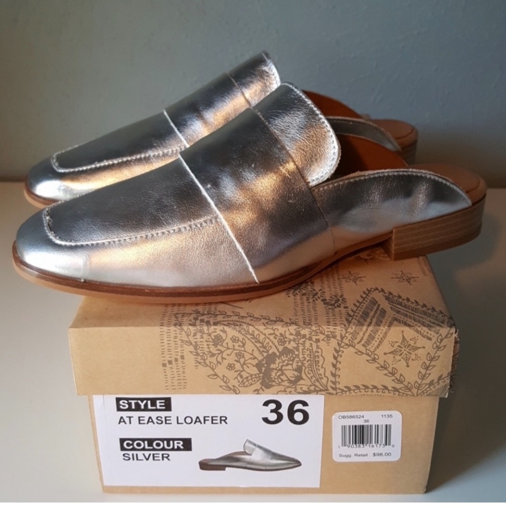 Free People loafer mule silver Sz 6.5 - Picture 11 of 13